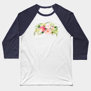 DELICATE ROSE BOUQUET WATERCOLOR ART Baseball T-Shirt